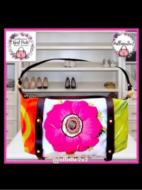 Salvatore Ferragamo Gancini Shoulder Bag Floral Animal Print Multi-Host Pick!